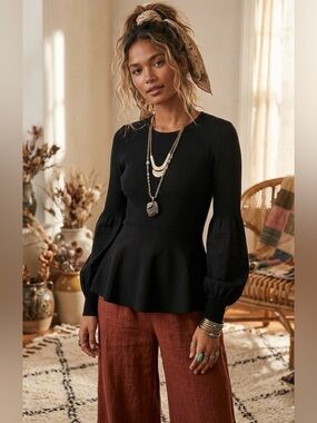 A Loves A peplum blouson sleeves sweater size L